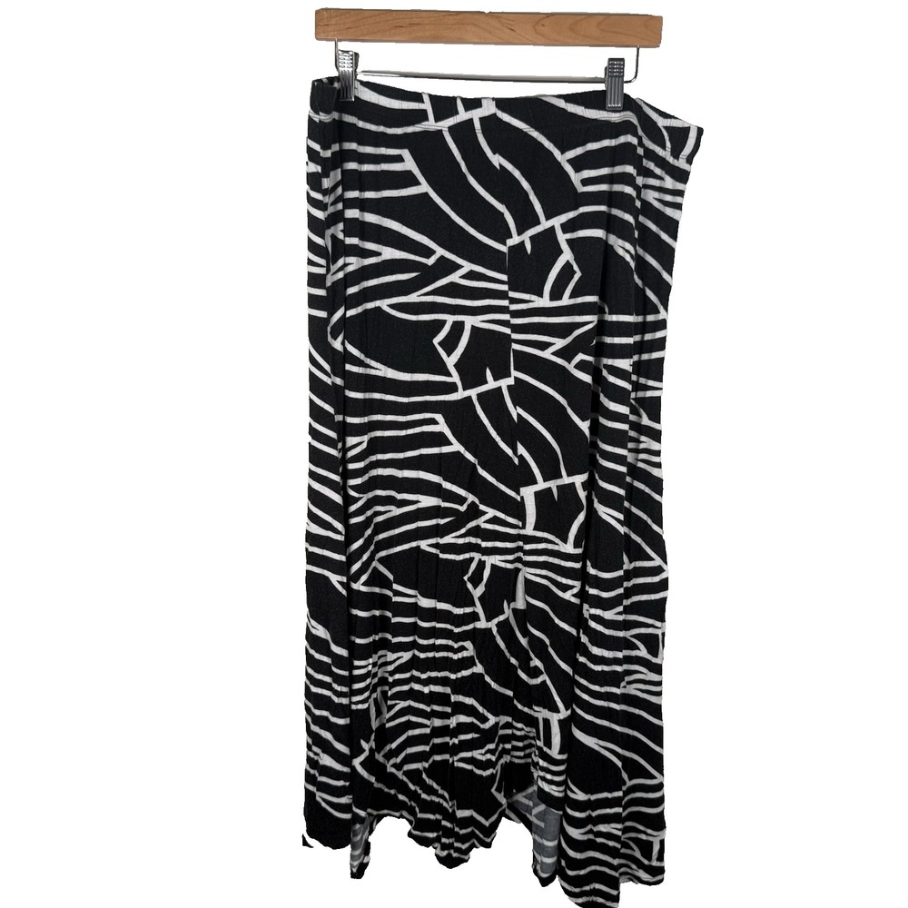 Westbound Black White Circle Midi Skirt Women's Sz L Whimsigoth Flowy Stretch